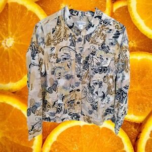 Christopher Banks Yellow/White/Black Button‎ Up Lightweight Jacket Size Large